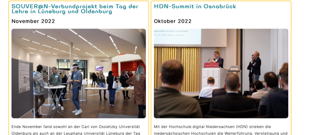 Screenshot aus dem Website-Bereich Aktuelles