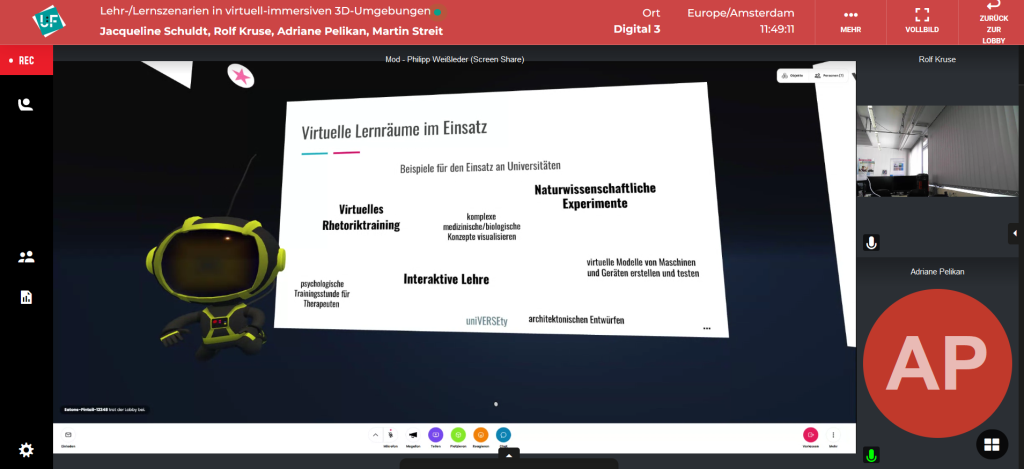 Screenshot des Mini-Workshops zu Lehr-/Lernszenarien mit VR/AR