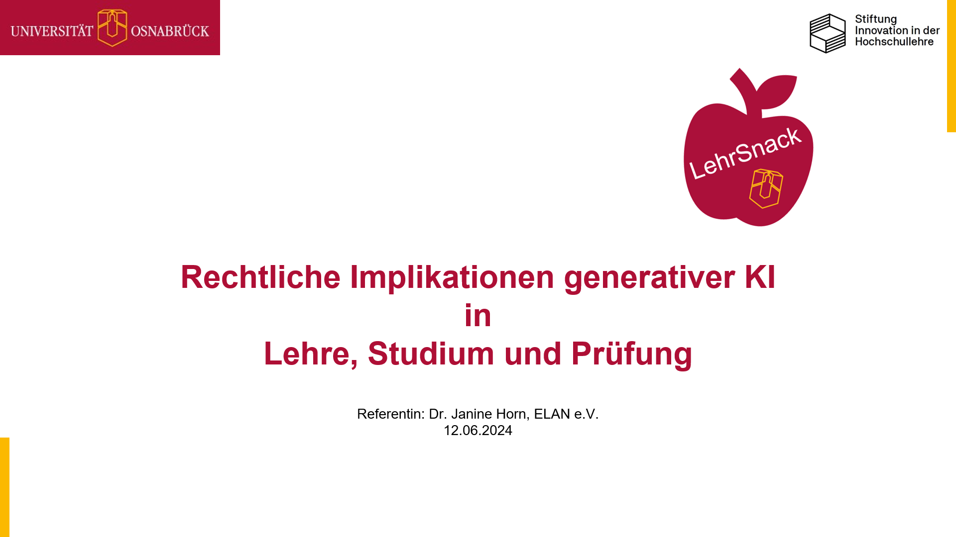 Mehr über den Artikel erfahren LehrSnack-Aufzeichnung: Rechtliche Implikationen generativer KI in Lehre, Studium und Prüfung
