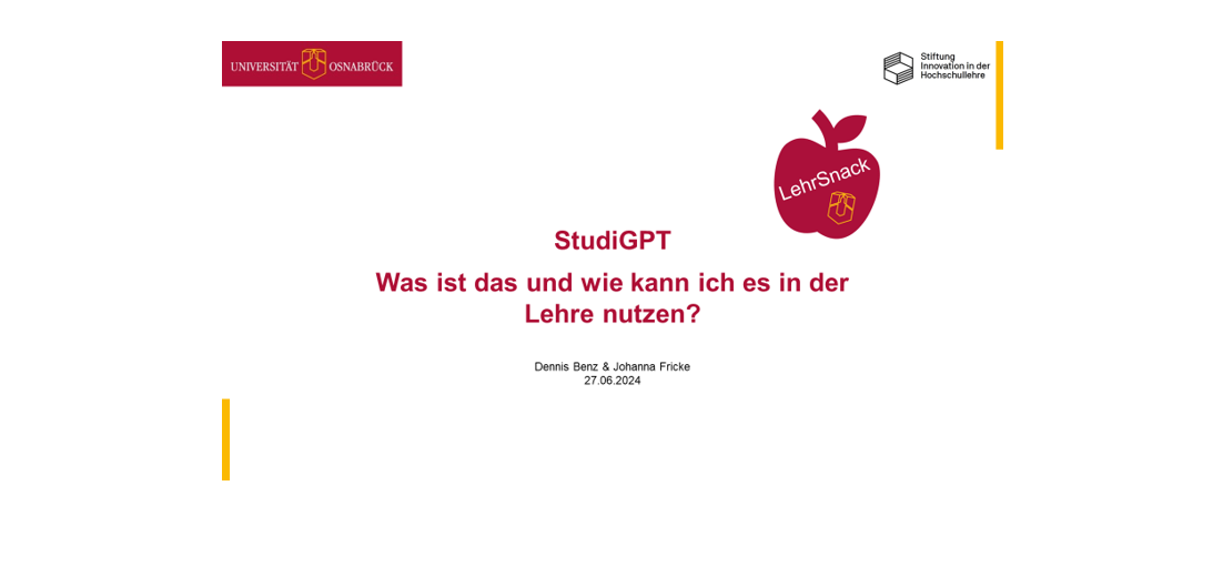 Mehr über den Artikel erfahren LehrSnack-Aufzeichnung: „StudiGPT – wie kann ich es in der Lehre nutzen?“