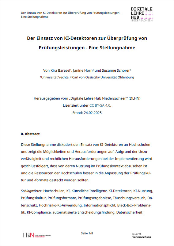 Der Einsatz von KI-Detektoren zur Überprüfung von Prüfungsleistungen - Eine Stellungnahme