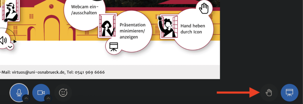 Ein Screenshot zeigt die Position des neuen Handheben-Knopfes.