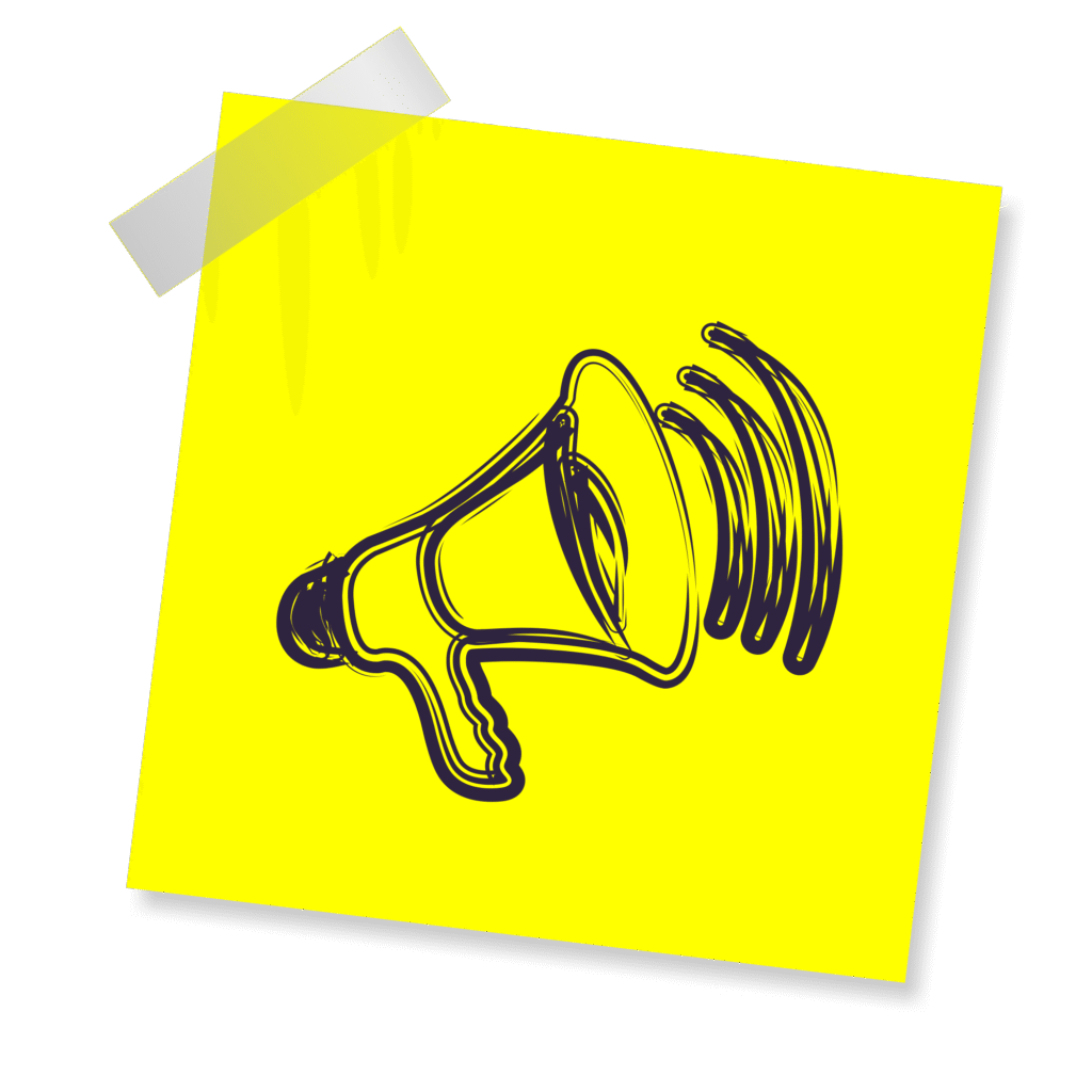 Post it mit Megafonabbildung