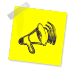 Post it mit Megafonabbildung